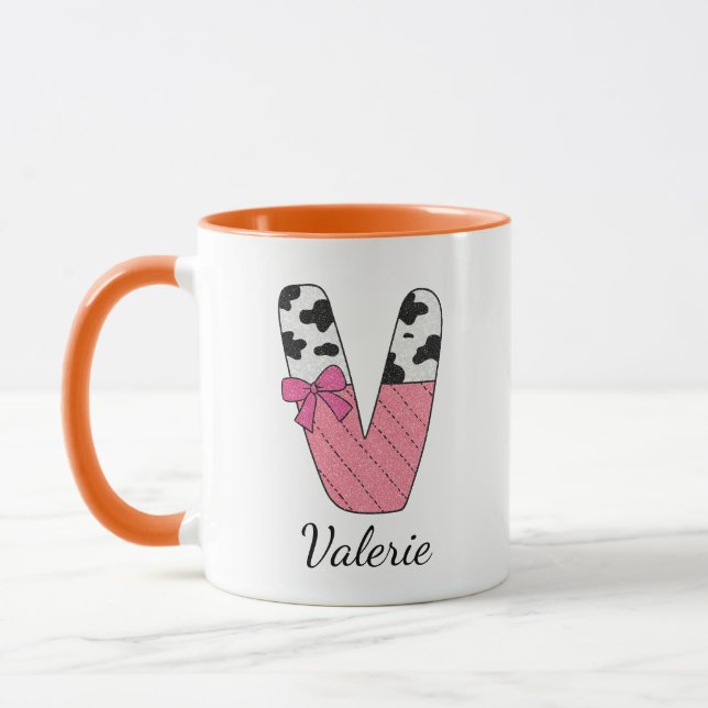 Caneca com Nome Inicial Personalizado | Letra V da (Esquerda)