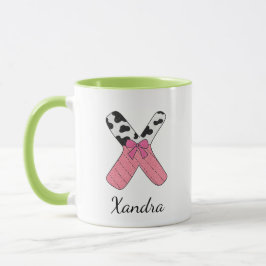 Caneca com Nome Inicial Personalizado | Vaca Rosa