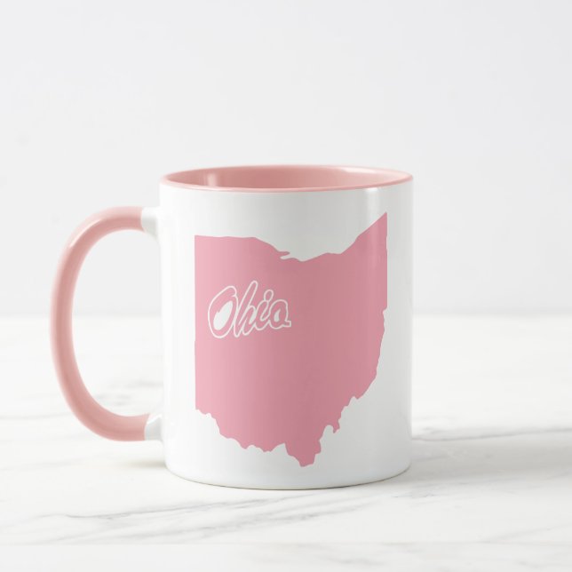 Caneca com o Estado de Ohio em Rosa (Esquerda)