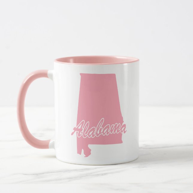 Caneca com o Estado do Alabama Cor-de-Rosa (Esquerda)