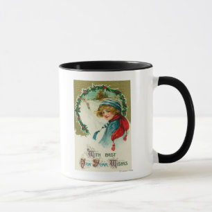 Caneca Com os melhores desejos do ano novo que Sledding a
