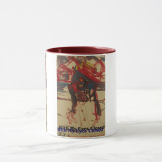 Caneca com os olhos fechados