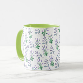 Caneca com padrão botânico de lavanda