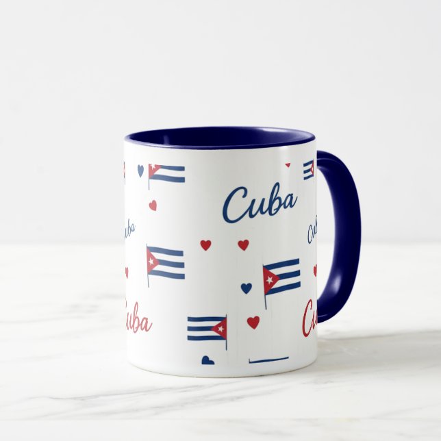 Caneca com padrão Cuba Roots | Bandeira do Caribe (Frente Esquerda)