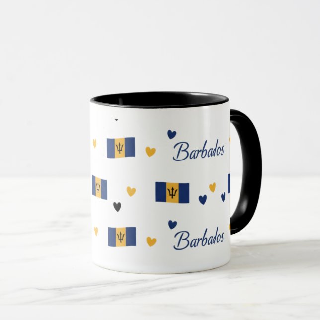 Caneca com Padrão das Raízes de Barbados | Bandeir (Frente Esquerda)