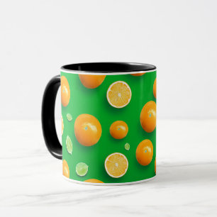 Caneca com padrão de arte de frutas cítricas moder