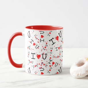 Caneca com Padrão de Coração Romântico Eu Te Amo