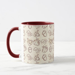 Caneca com Padrão de Desenho de Colheita de Outono