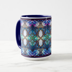 Caneca com Padrão de Vidro Colorido Ornamentado