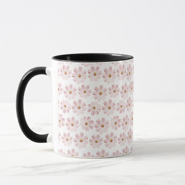 Caneca com padrão floral de margarida rosa (Esquerda)