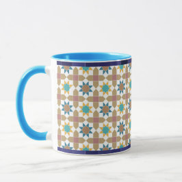 Caneca com Padrão Geométrico Elegante Bege Verde e