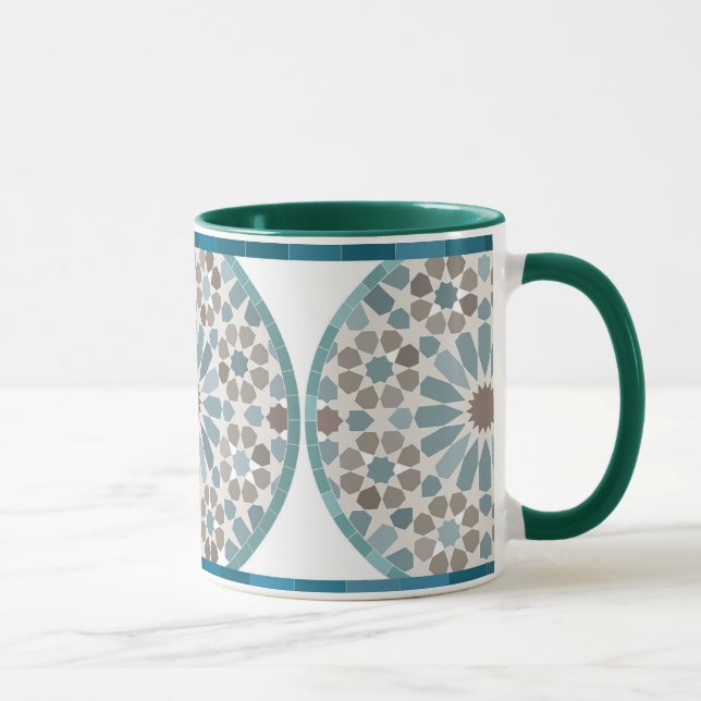 Caneca com Padrão Geométrico Marrom e Verde (Direita)