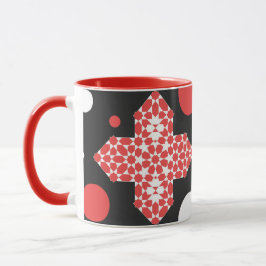 Caneca com Padrão Geométrico Preto e Vermelho