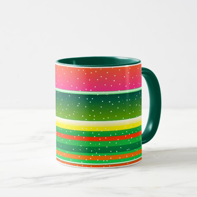 Caneca com padrão listrado artístico de Natal mode (Frente Esquerda)