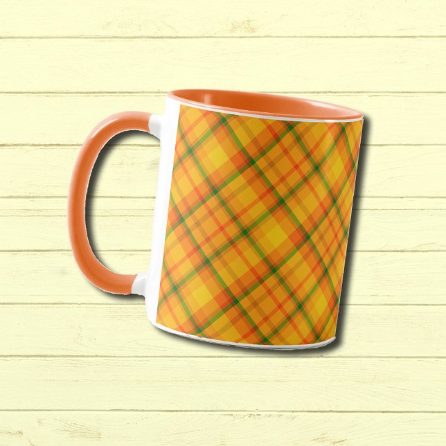 Caneca com Padrão Xadrez Laranja Amarelo (Criador carregado)