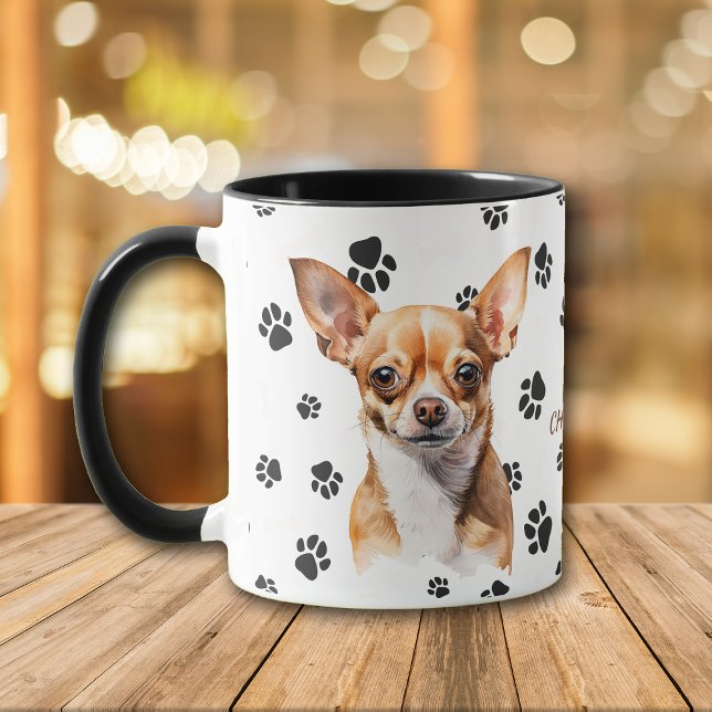 Caneca com Pegada de Cachorro Chihuahua Marrom (Criador carregado)
