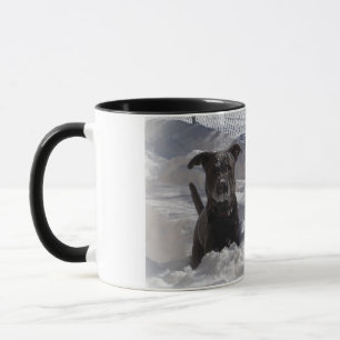 Caneca com Pit Bull Terrier de Nariz Azul na Neve
