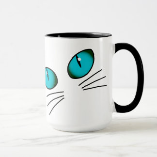 Caneca com Rosto de Gato de Olhos Azuis, Caneca de