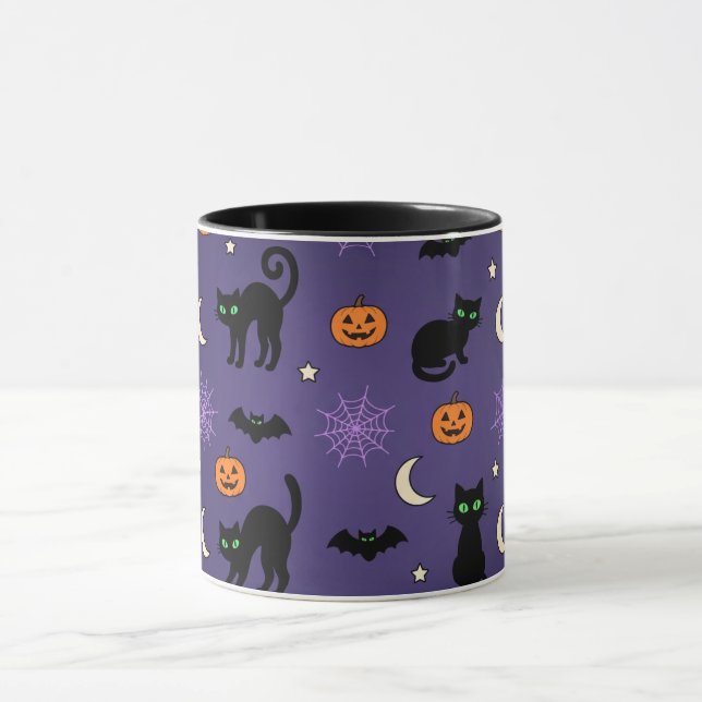 Caneca com Tema de Halloween de Gato Preto - Fofa  (Centro)