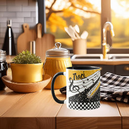 Caneca com tema musical em ouro personalizado