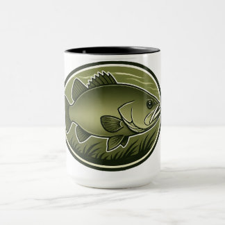 Caneca com um logotipo de robalo boca-pequena