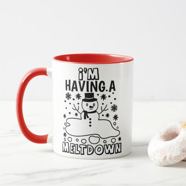 Caneca Com um Meldown | Engraçado Natal Snowman Humor (Com Donut)