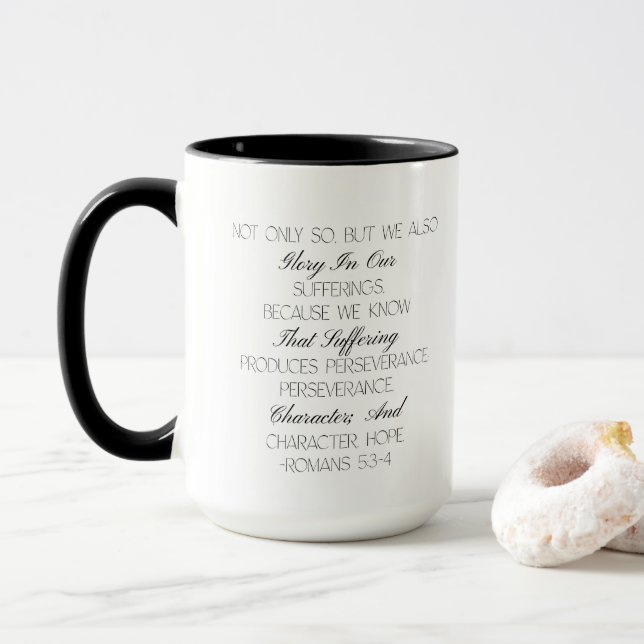 Caneca com versículo bíblico de esperança Romanos  (Com Donut)
