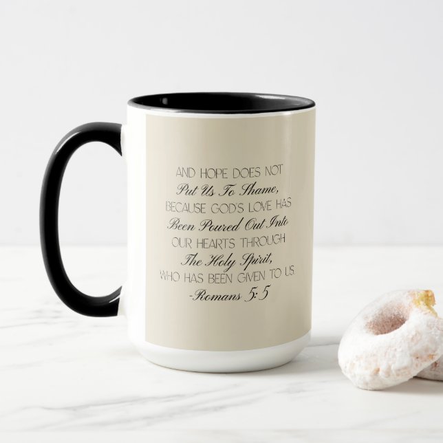 Caneca com versículo bíblico de esperança Romanos  (Com Donut)