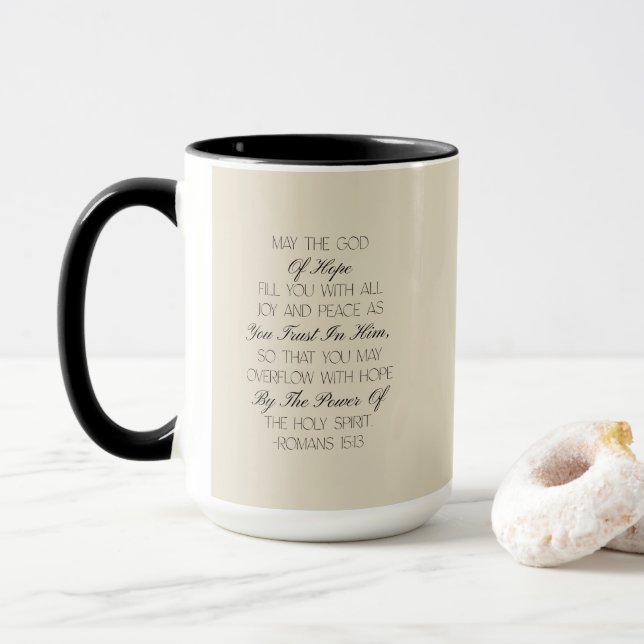 Caneca com versículo bíblico de esperança Romanos  (Com Donut)