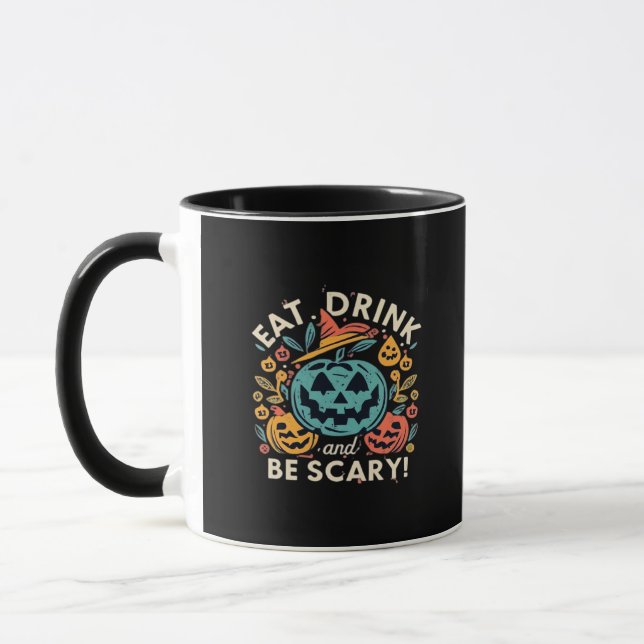 Caneca Coma, Beba E Seja Assustador Festa de Halloween Te (Esquerda)