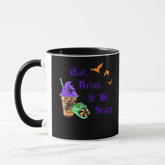 Caneca Coma, Beba E Seja Assustador Halloween Minimal Lim (Esquerda)