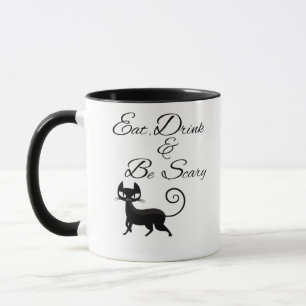 Caneca Coma Beba E Seja Gato Assustador Divertido Fofo Si