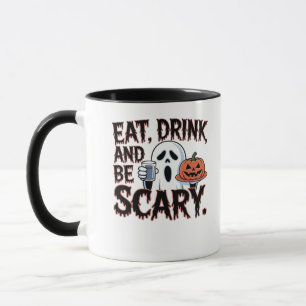 Caneca Coma Beba Seja Assustador Halloween Abóbora Criati