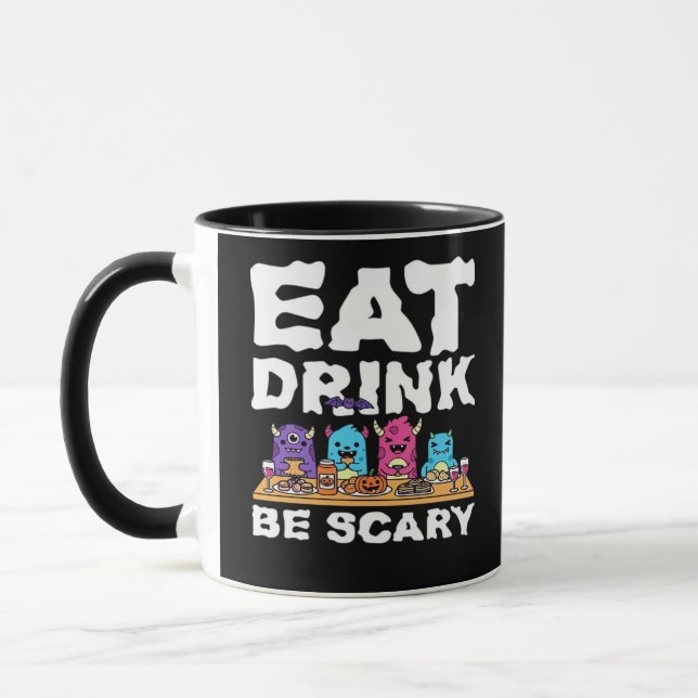 Caneca Coma Beba Seja Assustador Monstro Halloween Criati (Esquerda)