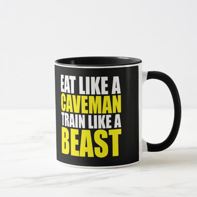 Caneca Coma Como Um Homem De Caveira, Treina Como Uma Bes (Direita)