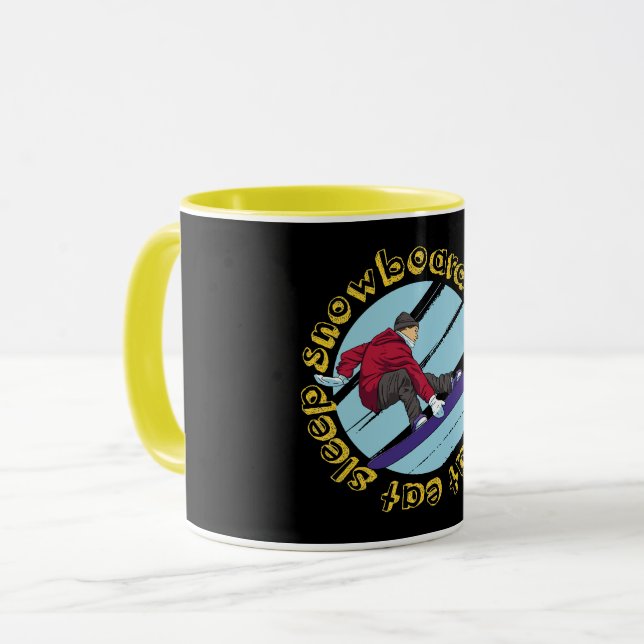 Caneca Coma Dormir Snowboard Repetir – Citação de Snowboa (Frente Esquerda)