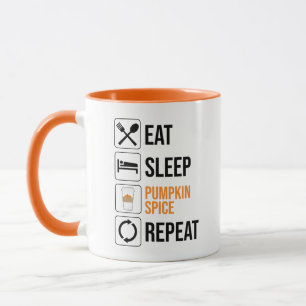 Caneca Coma. Durma. Pumpkin Spice. Repetir