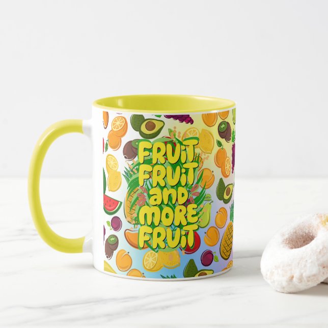 Caneca Coma mais fruta | ioga comida saudável e motivacio (Com Donut)