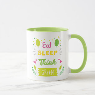 Caneca Coma o Pense verde de repouso