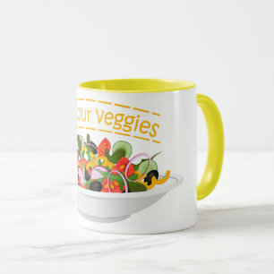 Caneca Coma seus vegetais Cite salada fresca misturar tig