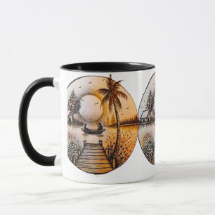 Caneca Combinação Colorida de Arte Digital 3D