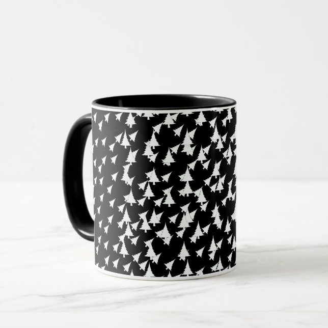 Caneca Combinação de Árvores Brancas Pretas (Frente Esquerda)