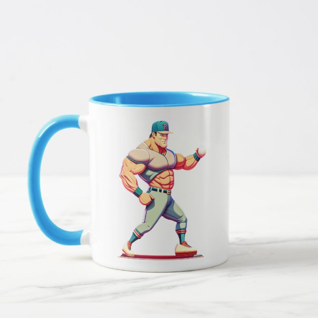 Caneca Combinação de Ilustração de Baseball (Esquerda)