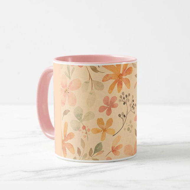 Caneca Combinação de ouros rosa e coral (Frente Esquerda)