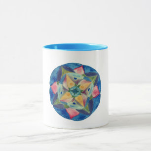 Caneca combinado da mandala azul