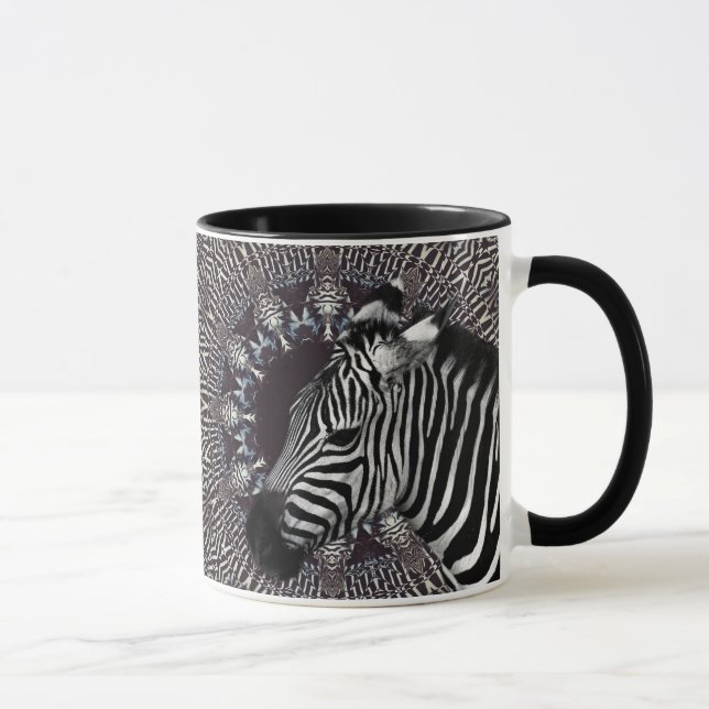 Caneca combinado do preto da arte da zebra (Direita)