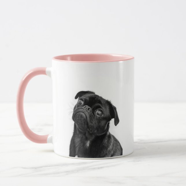 Caneca combinado do rosa bonito preto do Pug (Esquerda)