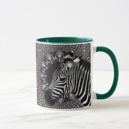 Caneca combinado do verde da arte da zebra