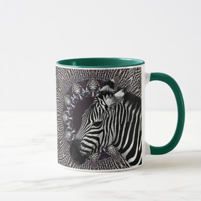 Caneca combinado do verde da arte da zebra (Direita)