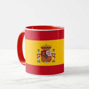 Caneca combinado preta com a bandeira da espanha